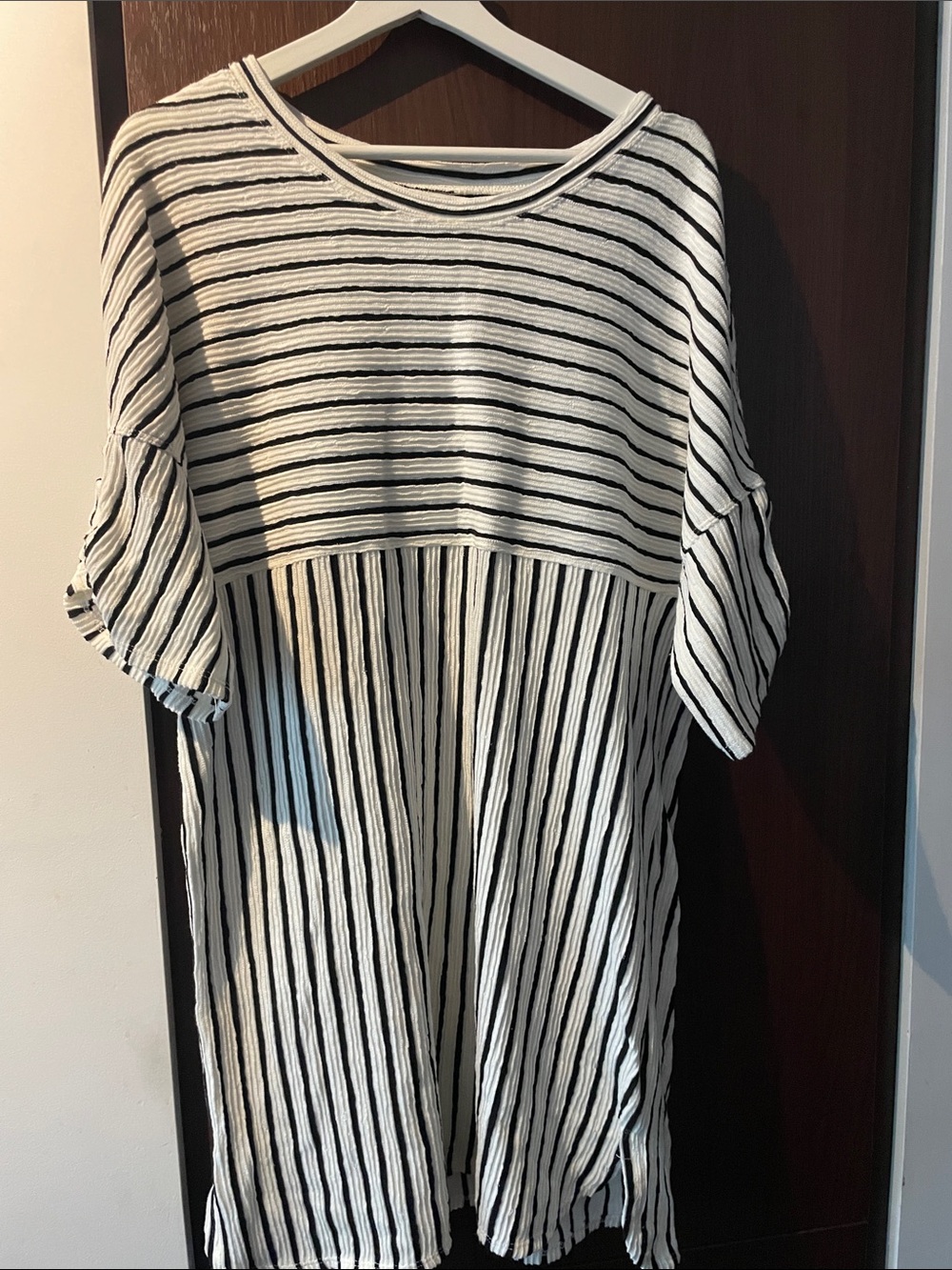 Striped Black & White Women's Swim Coverup